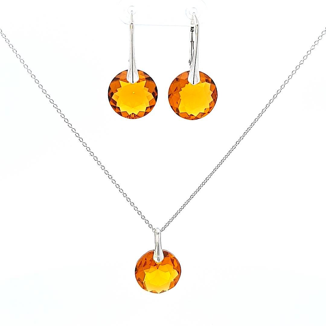 November Elegance Topaz Jewellery Set with 14mm crystal in Sterling Silver by Magpie Gems.