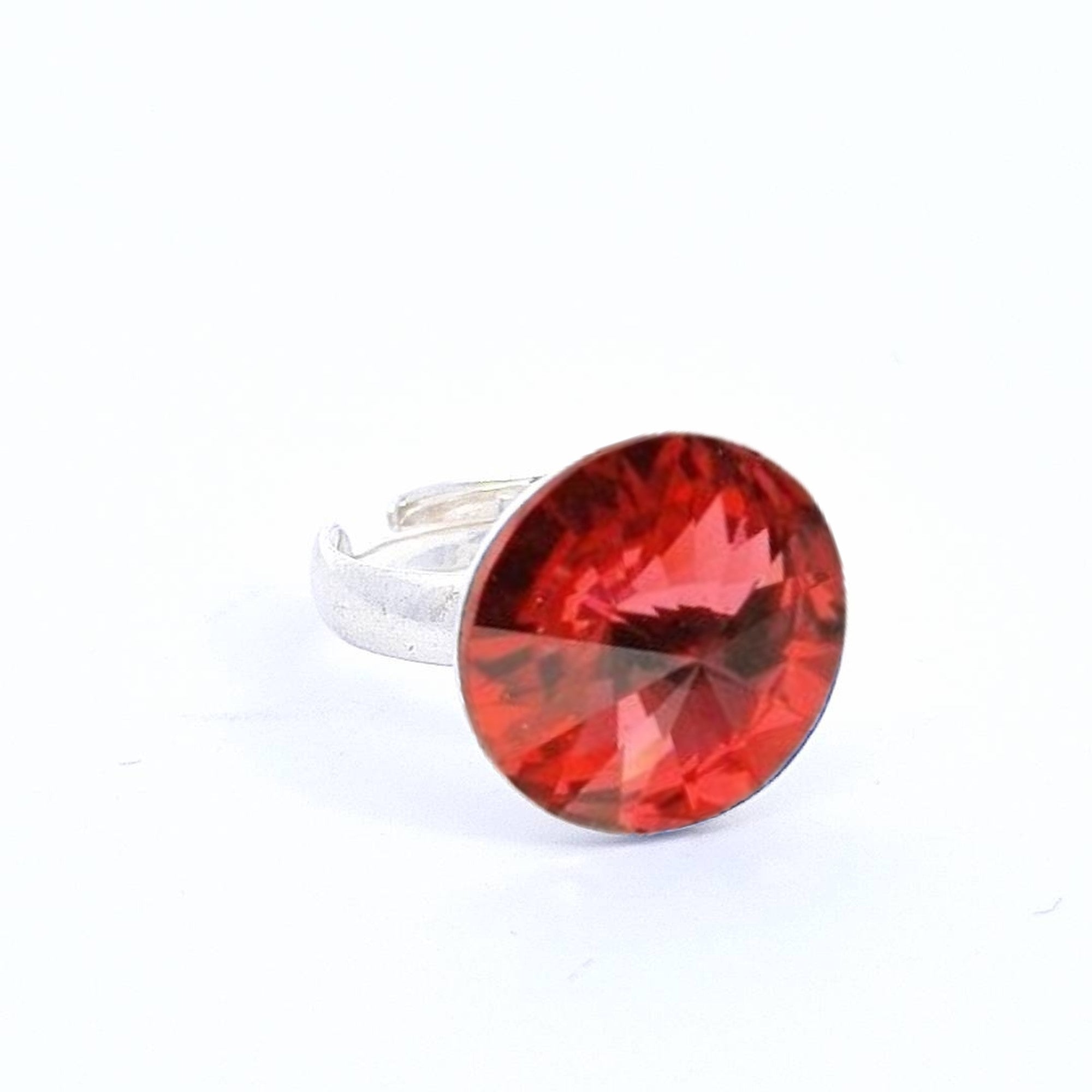 Spectra Solitaire | Nickel-Free Sterling Silver Ring with 14mm Round Rivoli Crystal