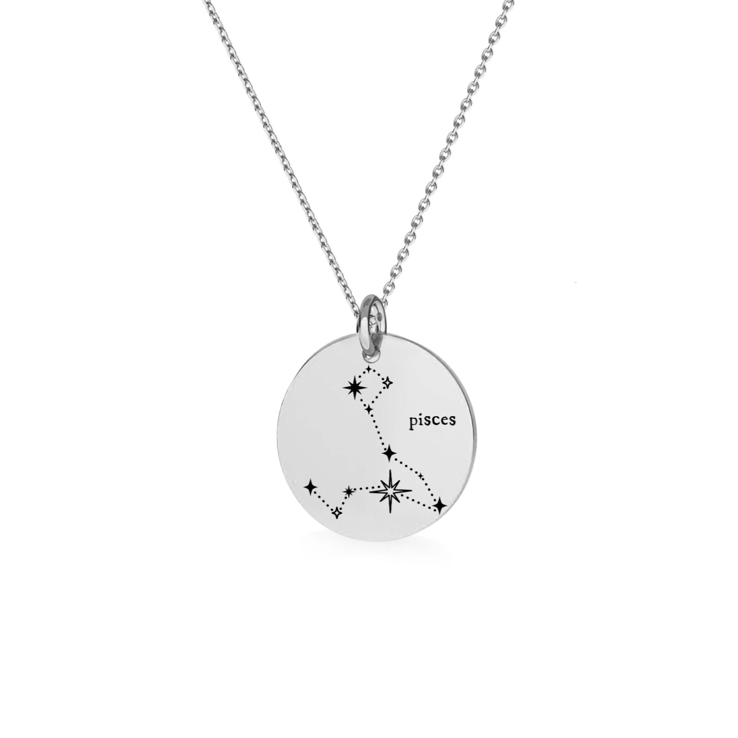 Sterling Silver Pisces Zodiac Constellation Necklace - Minimalist Personalised Pendant