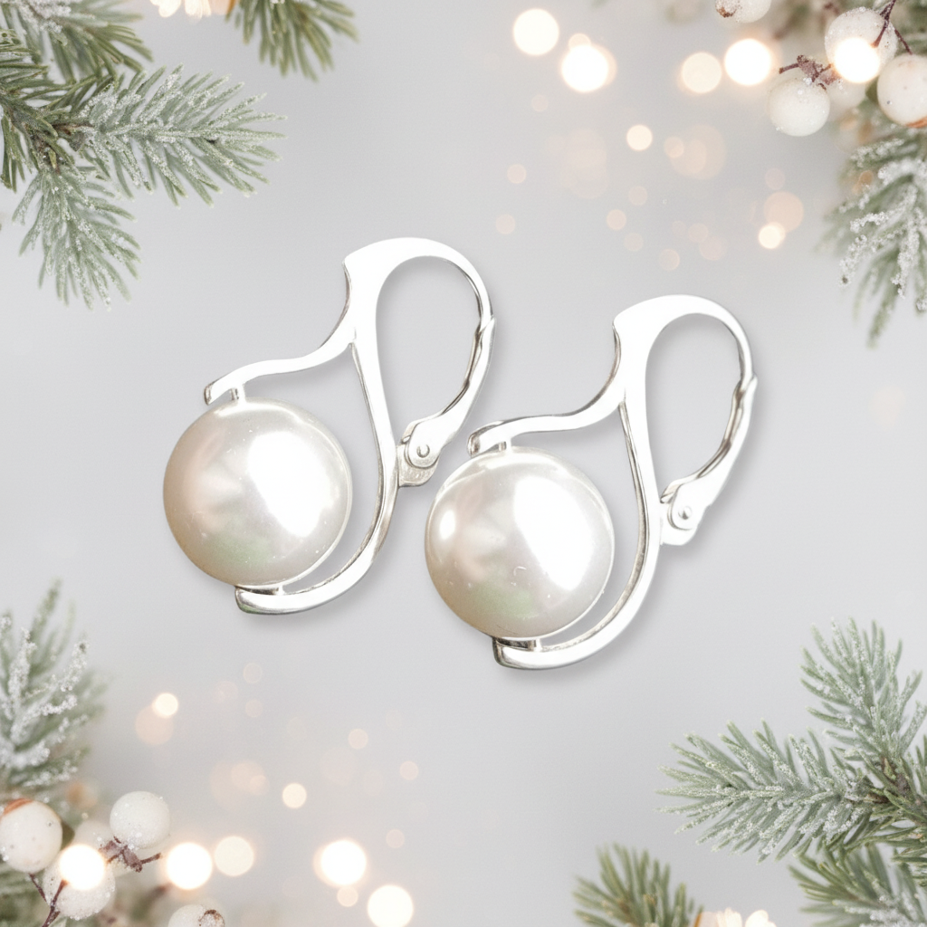 Classic Pearl Drop Earrings | 925 Sterling Silver with Austrian Crystal Pearls