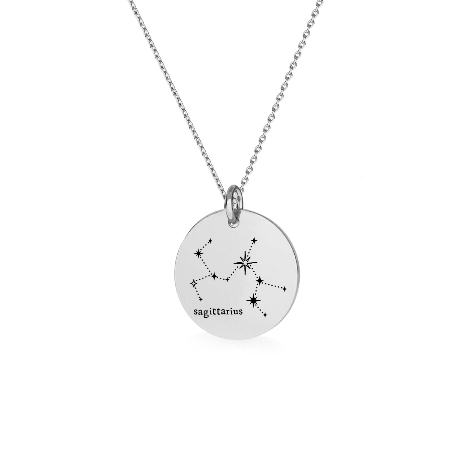 Sterling Silver Sagittarius Zodiac Constellation Necklace - Personalised Star Sign Pendant