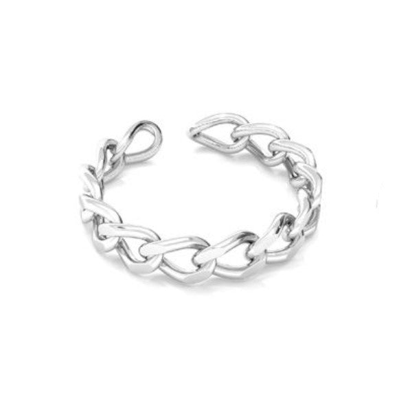Sterling Silver Open Band Ring with a Curb Chain Design