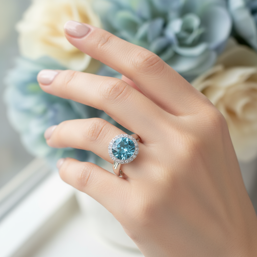 Dazzling Moonlit Heliotrope Halo Ring