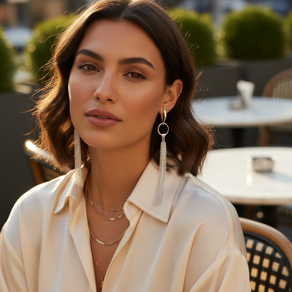 Silver Waterfall Tassel Earrings