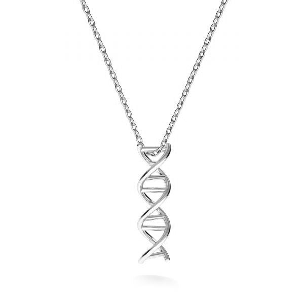 Vertical Celtic DNA Necklace in Sterling Silver on White Background - Magpie Gems Silver Jewellery in Ireland