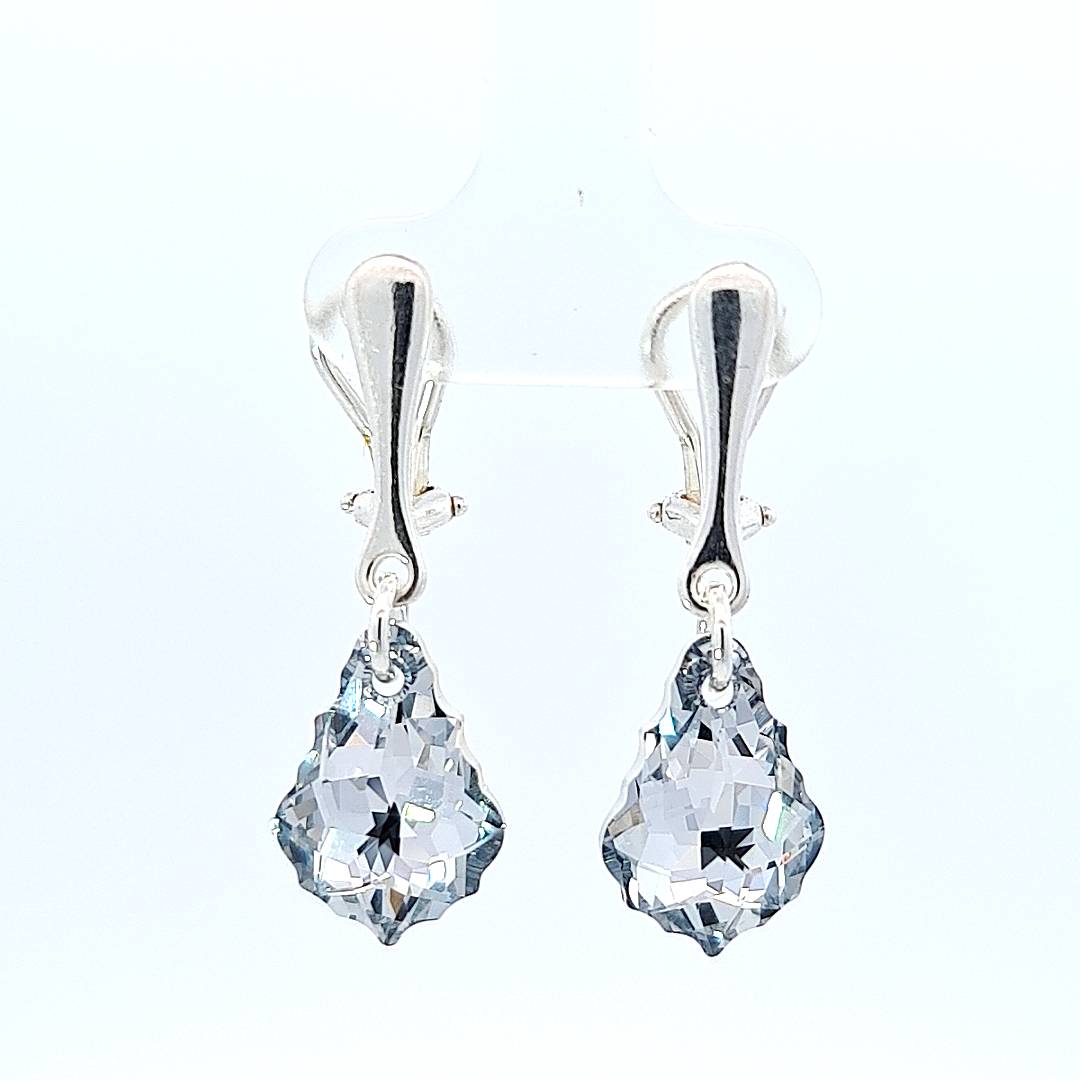 Silver Clip on Earrings with Baroque Austrian Crystals (S) | Choose your colour