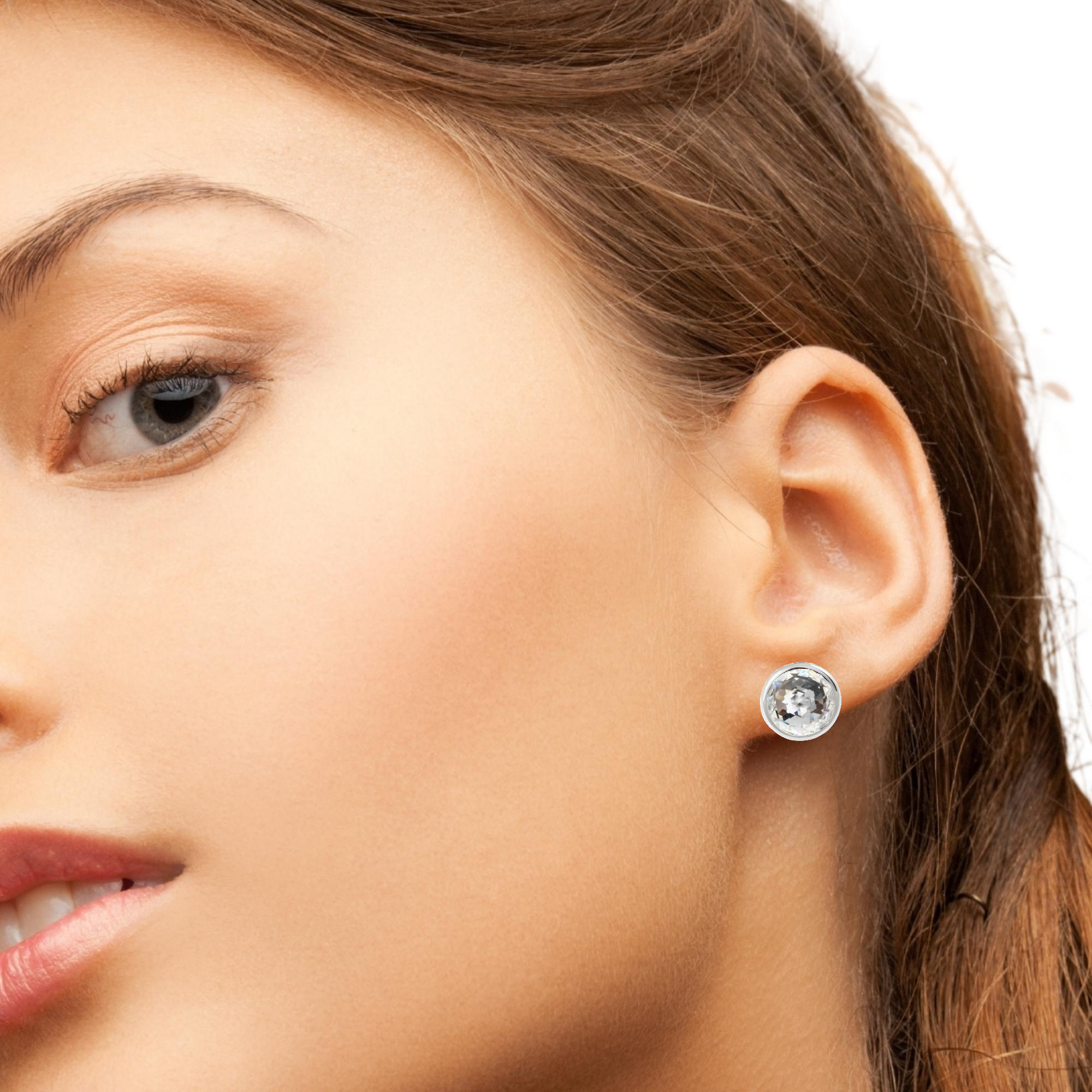 Crystal Clarity Rose-Cut Clip-On Earring in Silver