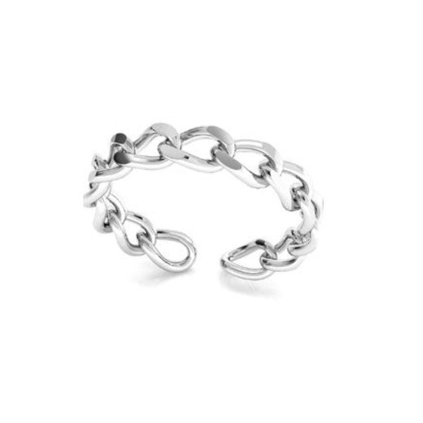 Sterling Silver Open Band Ring with a Curb Chain Design