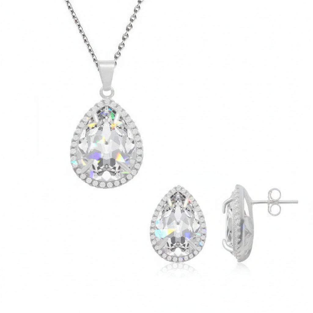 Dazzling Pear Silver Jewellery Set | 925 Sterling Silver