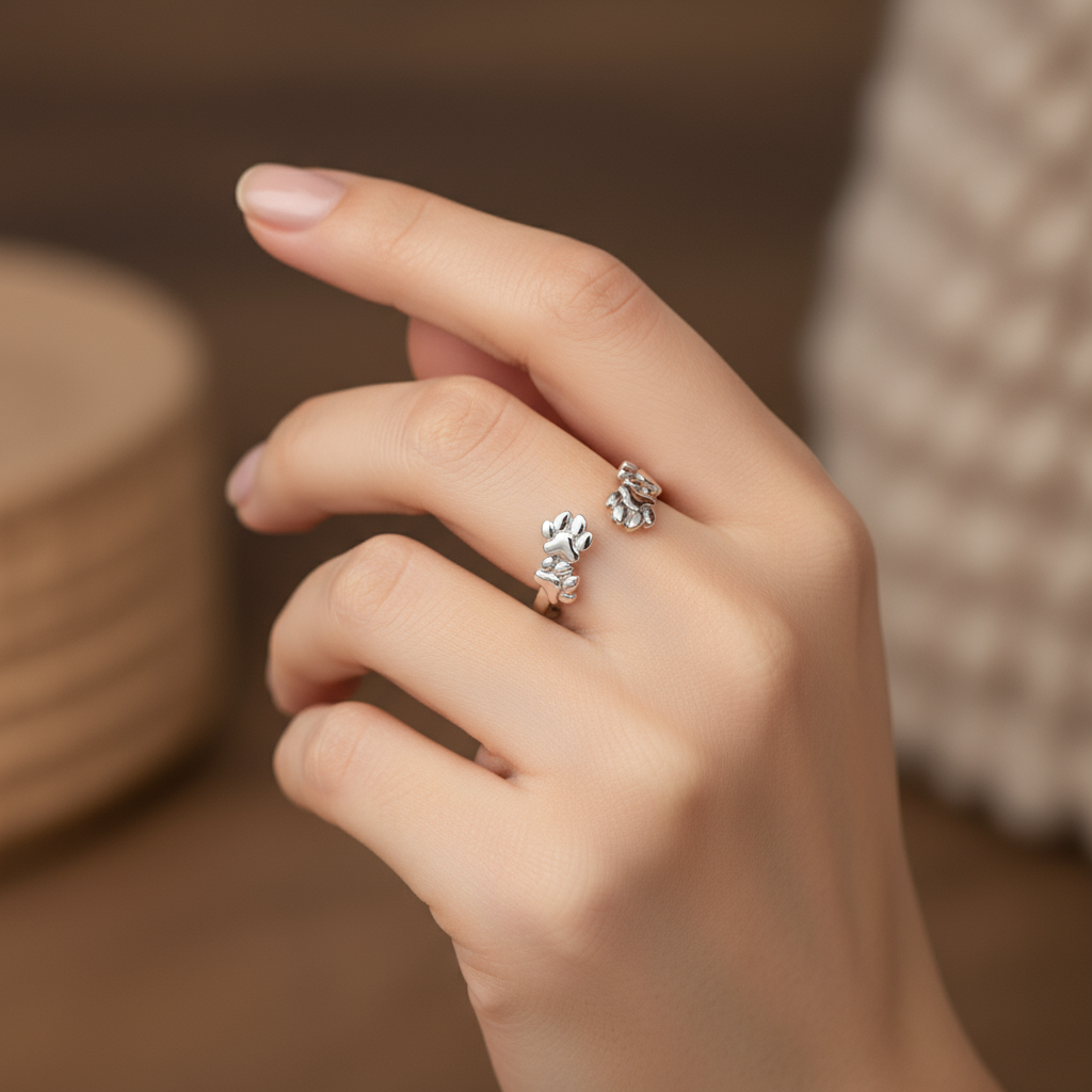 Paws Toe Ring in Sterling Silver