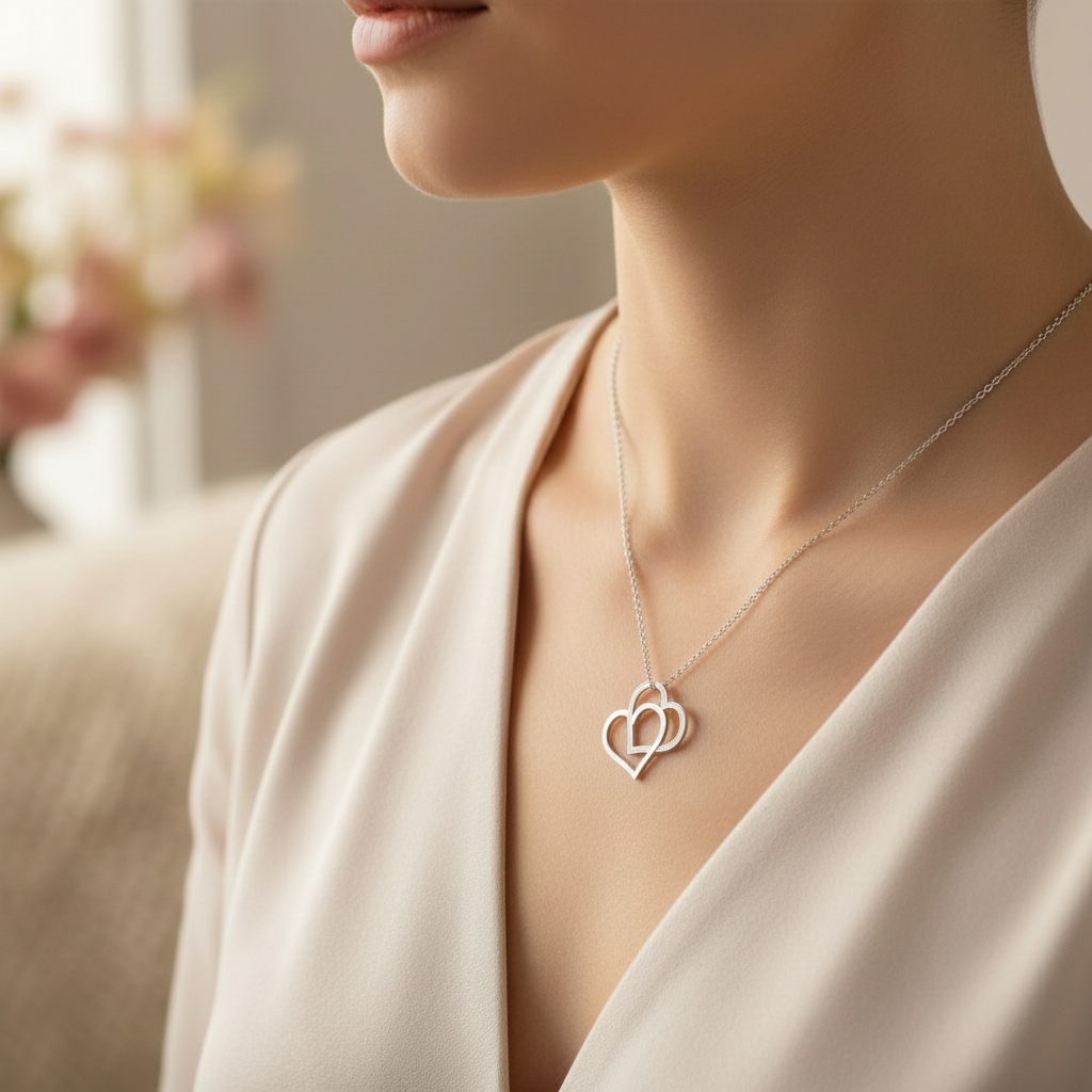 Intertwined Heart Silver Necklace