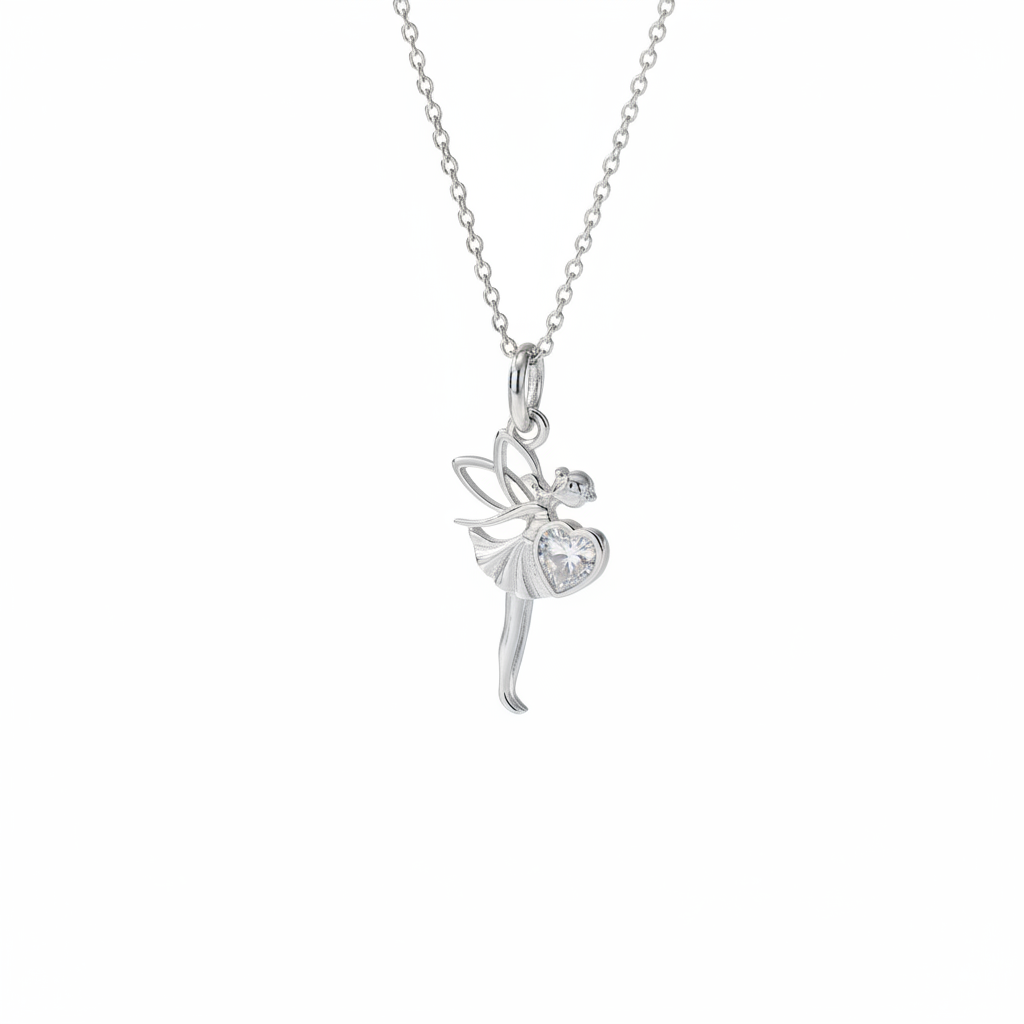 Enchanting Fairy Necklace in Silver (with or without a crystal heart)