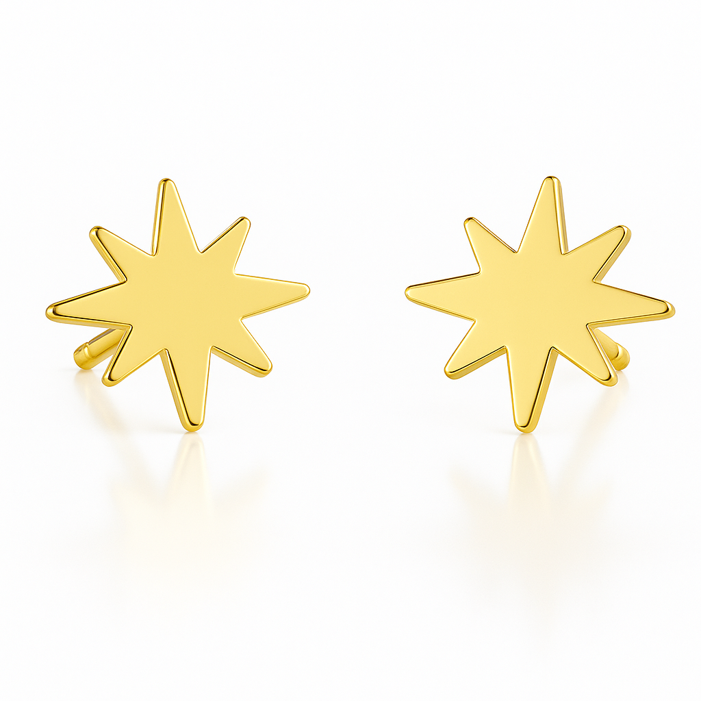 Winter Star Sterling Silver Stud Earrings – Christmas Gift for Women, Girls & Unisex