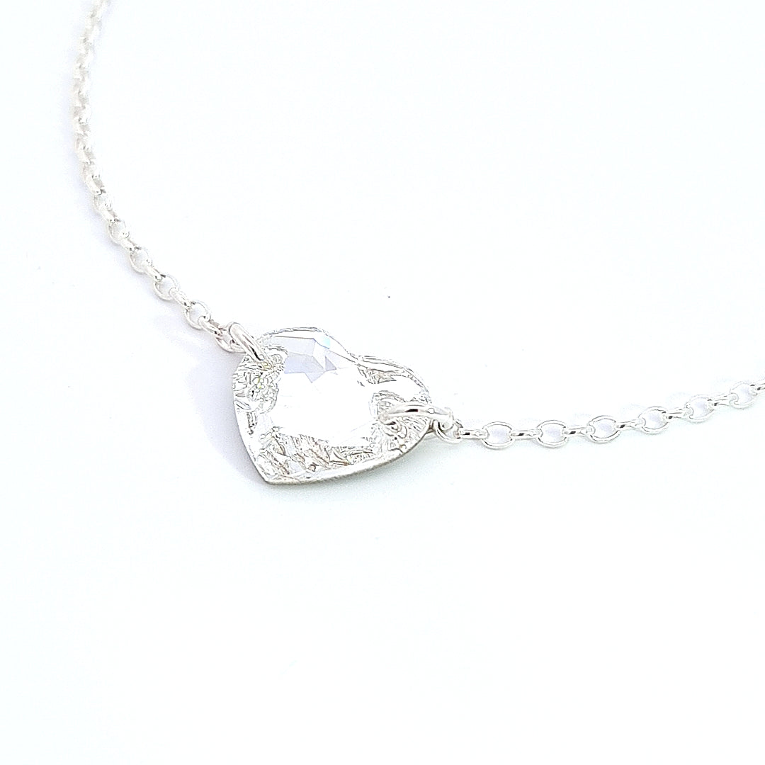 Crystal Clear Heart Anklet for Women | Sterling Silver Ankle Bracelet | Ireland