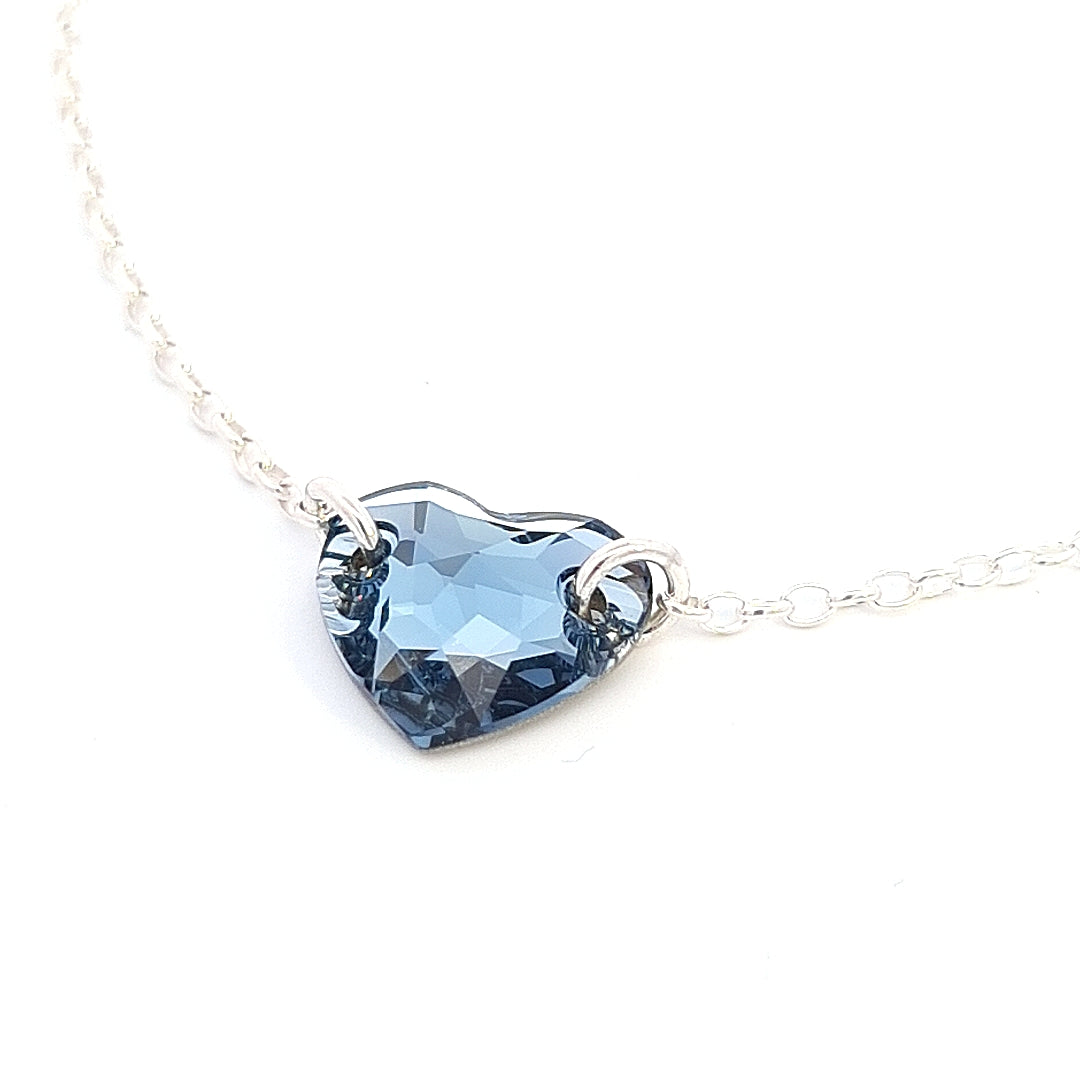 Denim Blue Heart Anklet for Women | Sterling Silver Ankle Bracelet | Ireland