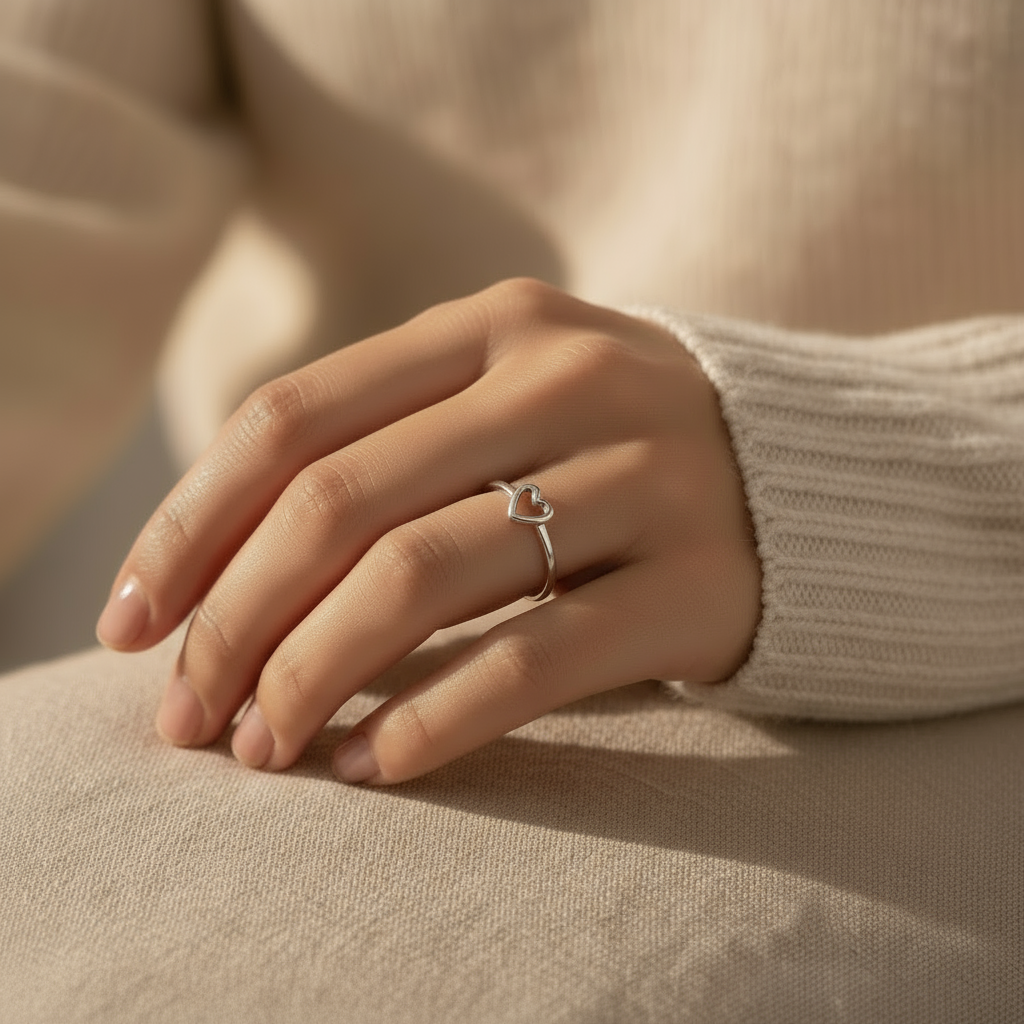 Open Heart Adjustable Ring