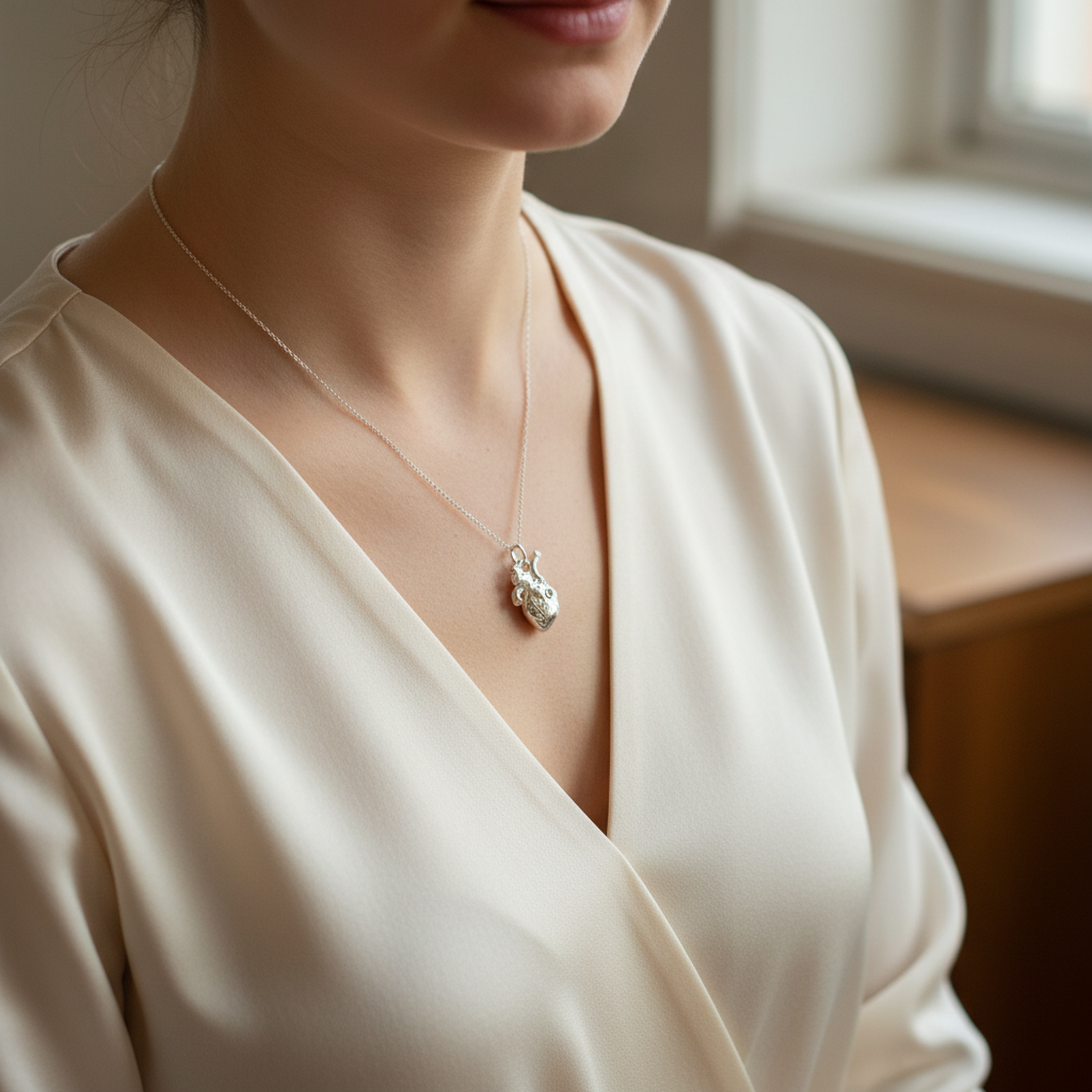 Heartfelt Elegance - Anatomical Heart Sterling Silver Necklace