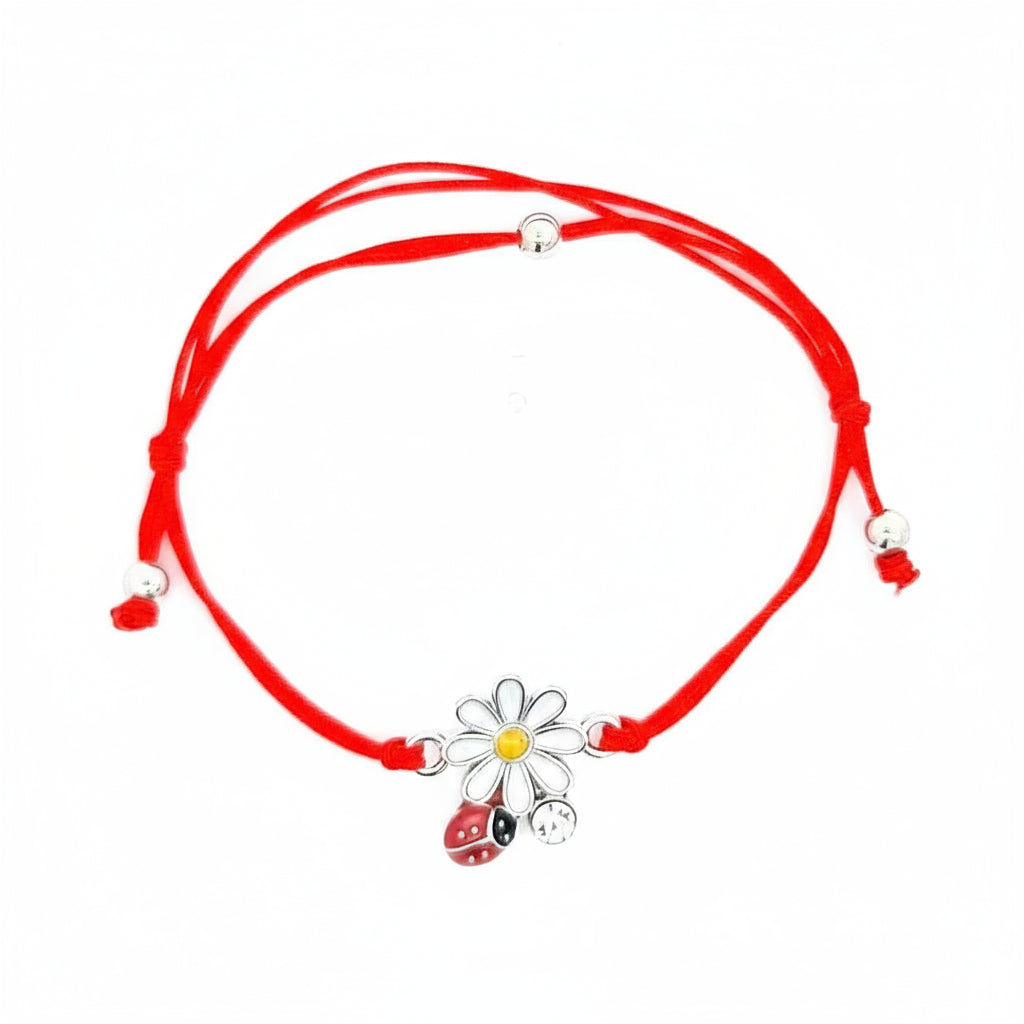 Flower and Ladybird Martisor Bracelet - Silver or Gold