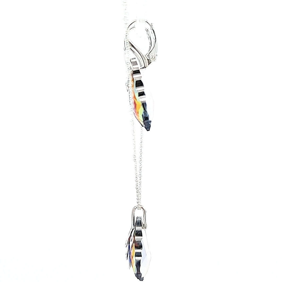 Ensemble de bijoux avec boucles d'oreilles et collier pendentif en cristal baroque
