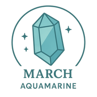 March – Aquamarine – Known for courage & serenity, inspired by the sea.
