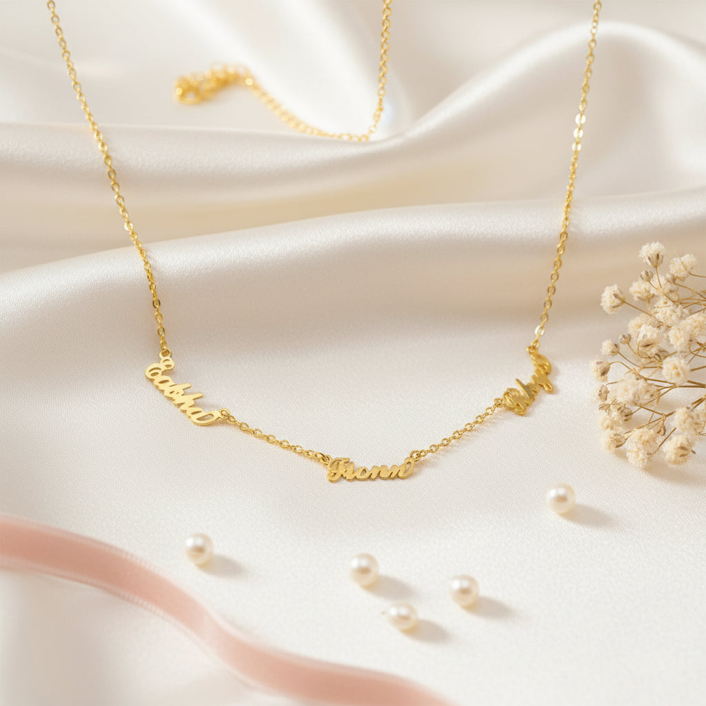 Family Bond Silver Names Necklace