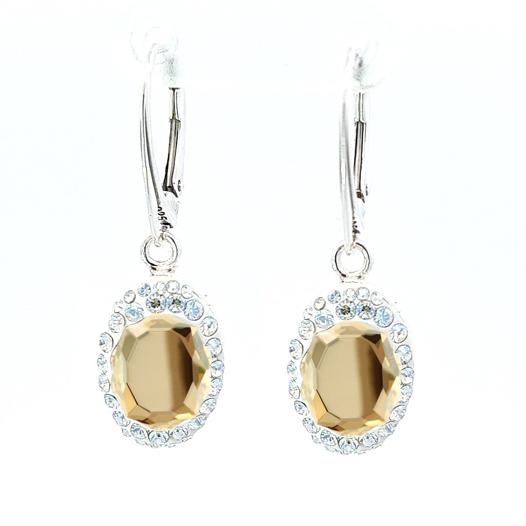 Oval Pave Style silver earrings | Choose your colour