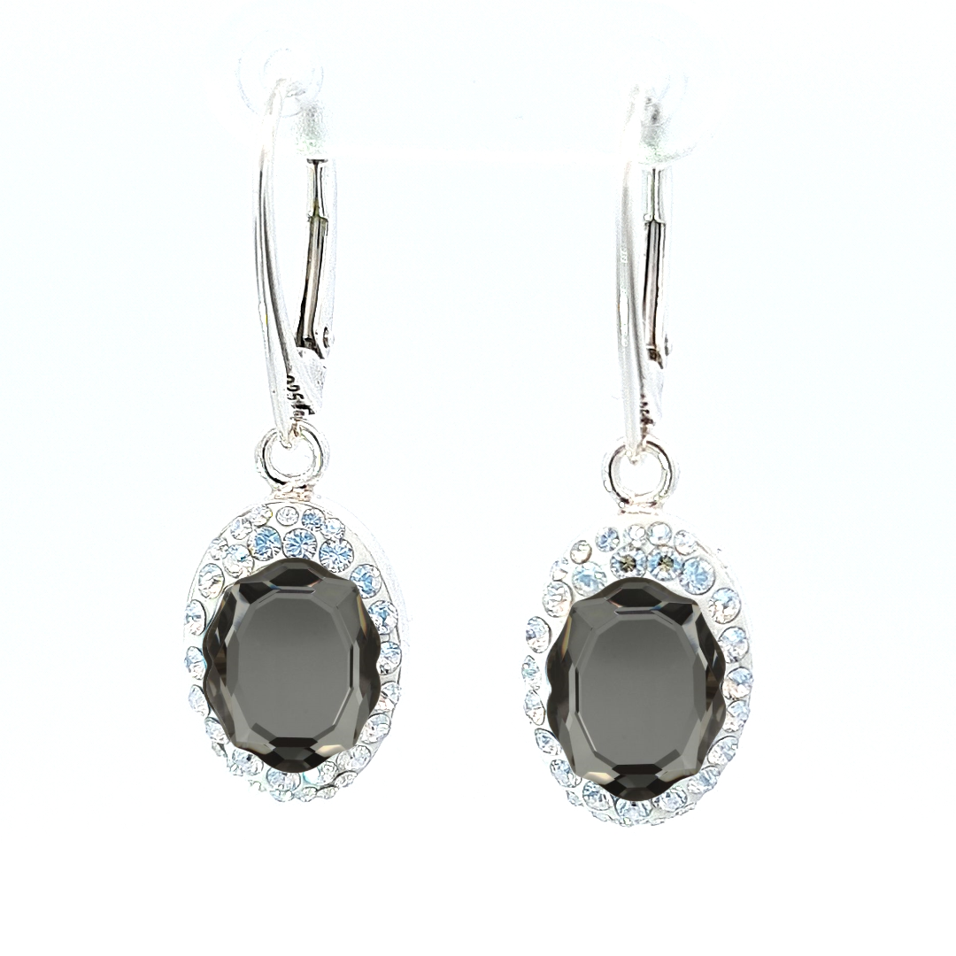 Oval Pave Style silver earrings | Choose your colour