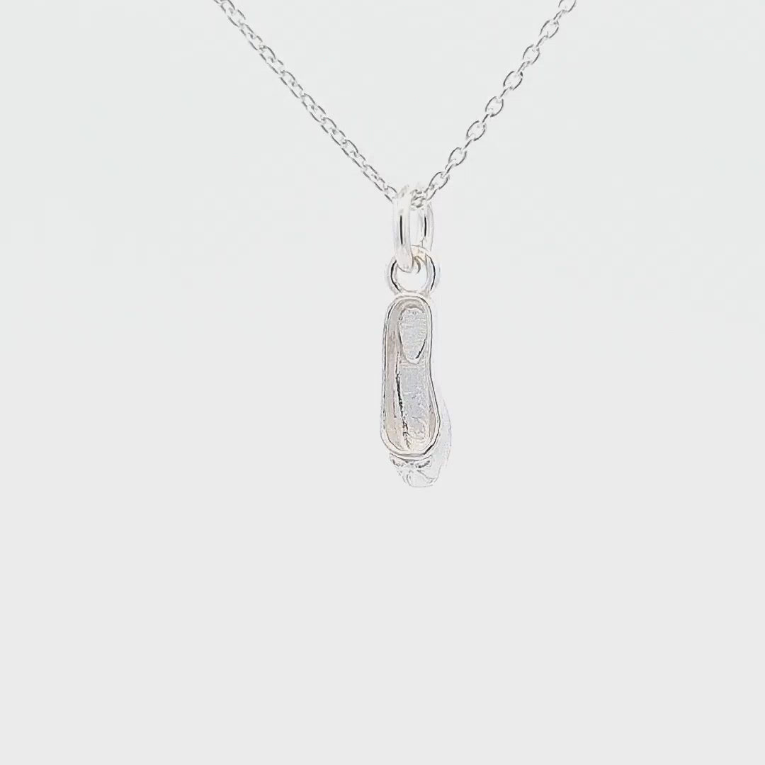 Video showcasing the elegance of the Silver Ballet Slipper Necklace from Ireland, a gift for a dance recital for your daughter, ballerina or dancer