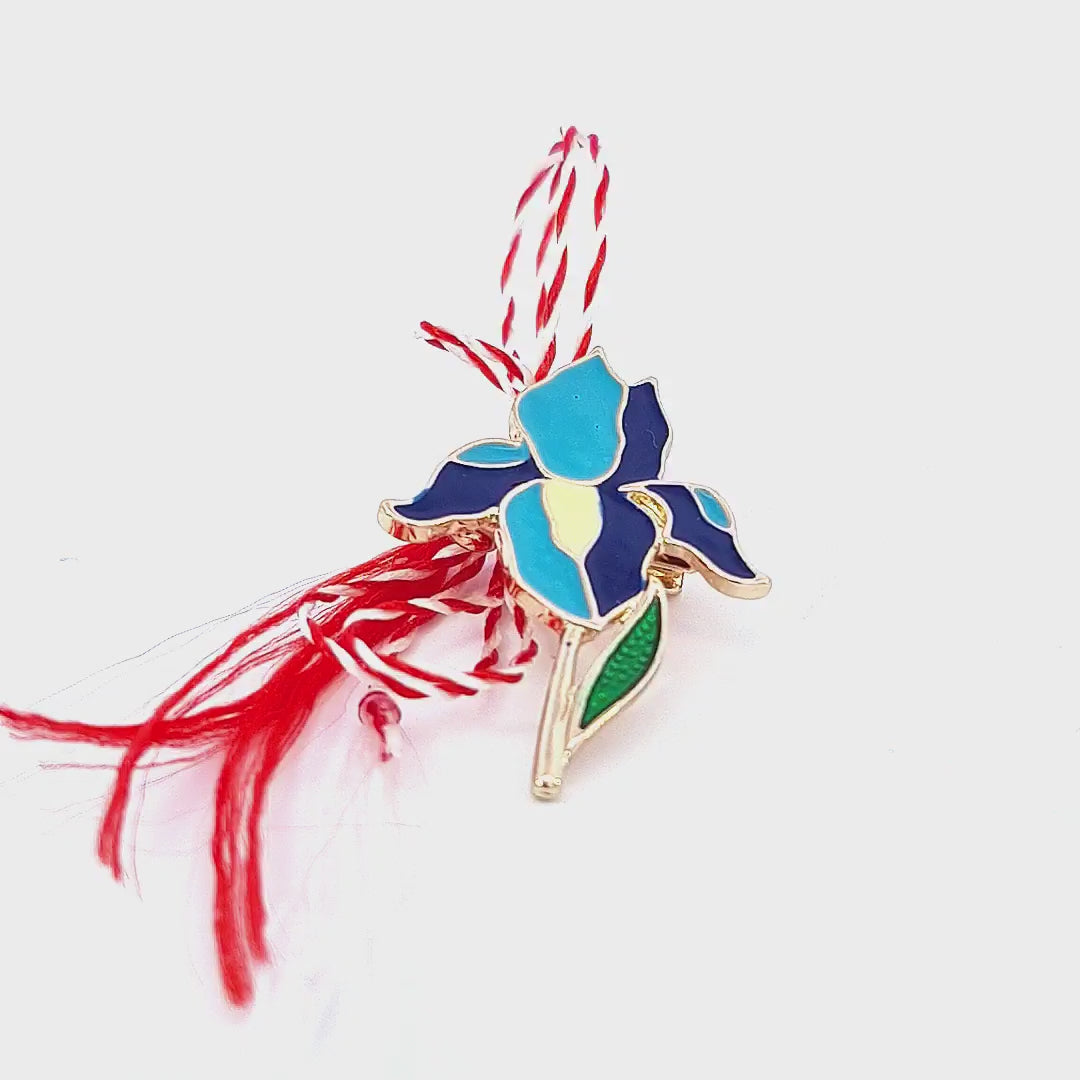 Video of the Blue Iris Enchantment Martisor Brooch - Gold-Plated Enamel Brooch for women by Magpie Gems in Ireland