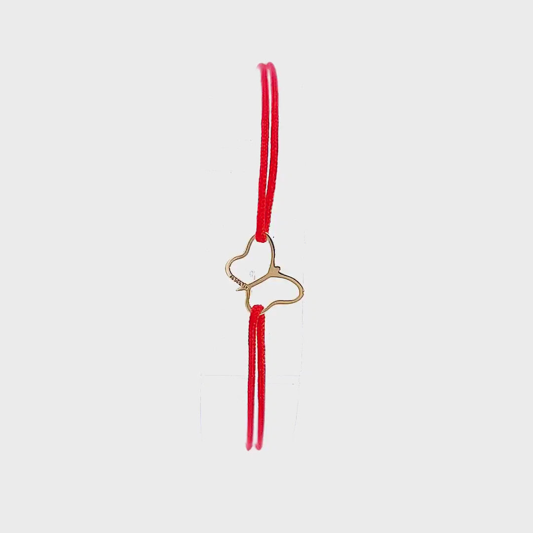 360-Degree Rotating Showcase Video of Magpie Gems Solid Gold Butterfly Red String Bracelet