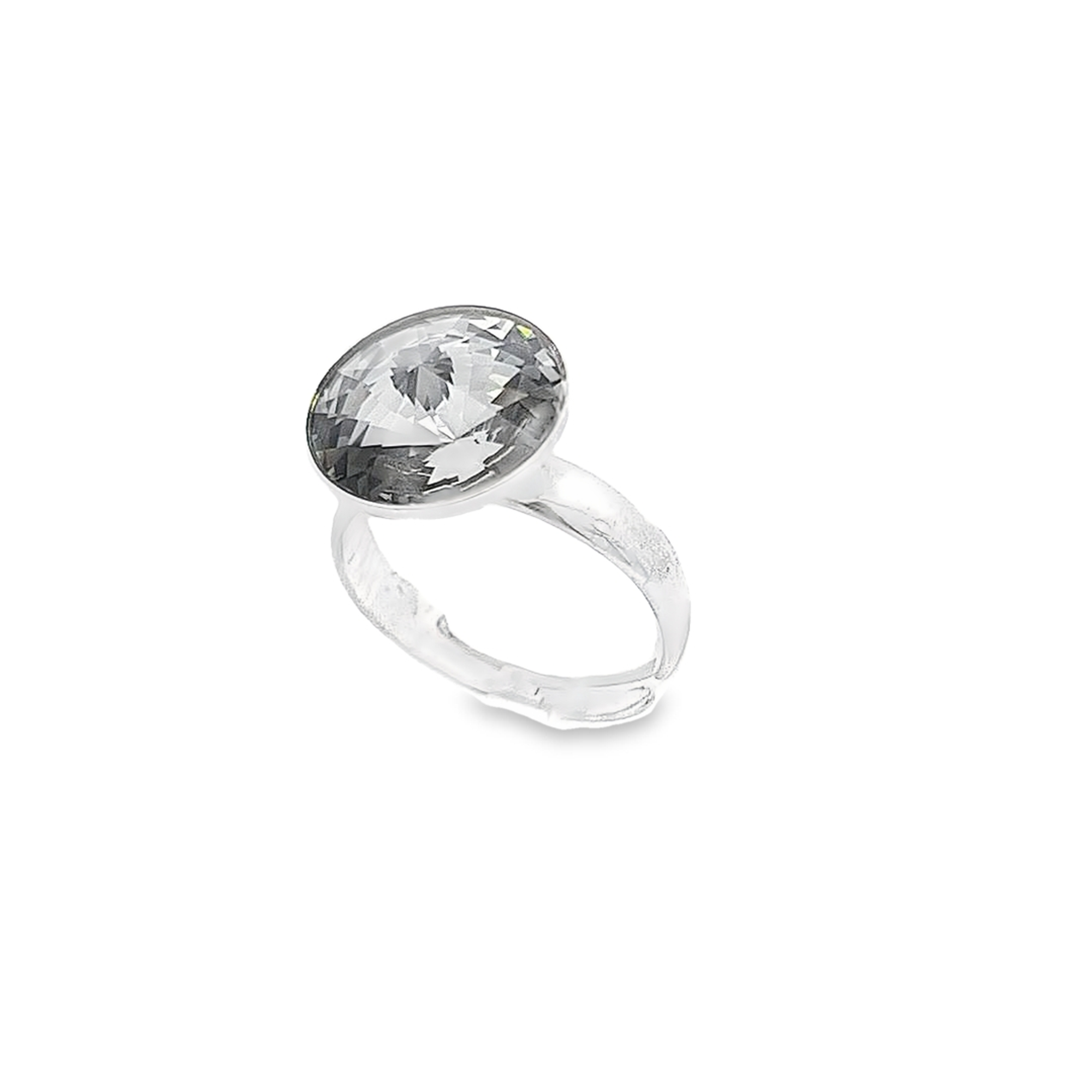 12mm Round Rivoli Solitaire Ring in Sterling Silver - Available in Silver Night, Tanzanite Purple, or Light Siam Red