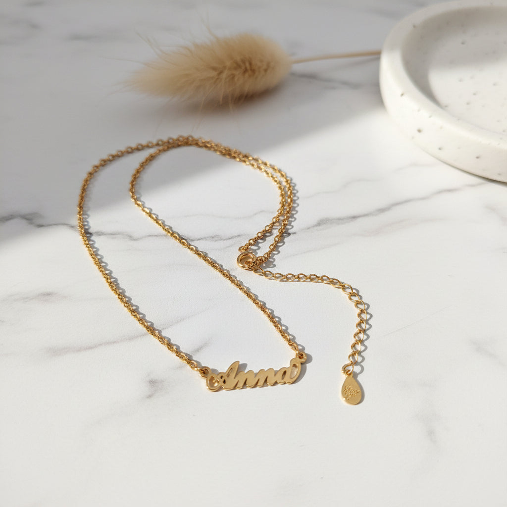 Custom Name Necklace with Heavier Chain Silver or Gold Plated Sterling Silver 925