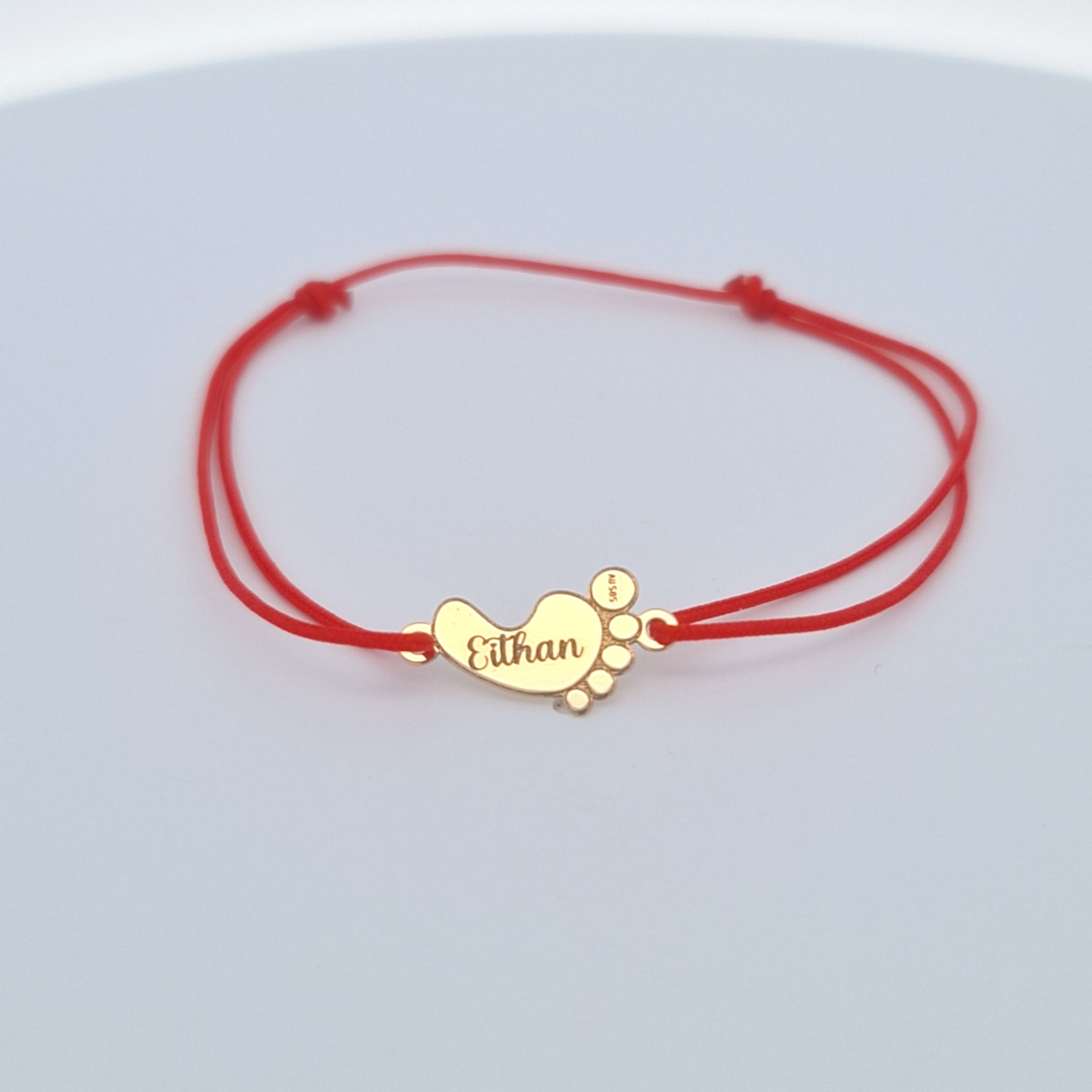 Solid Gold Baby Foot Red Cord Bracelet – Newborn Keepsake Jewellery