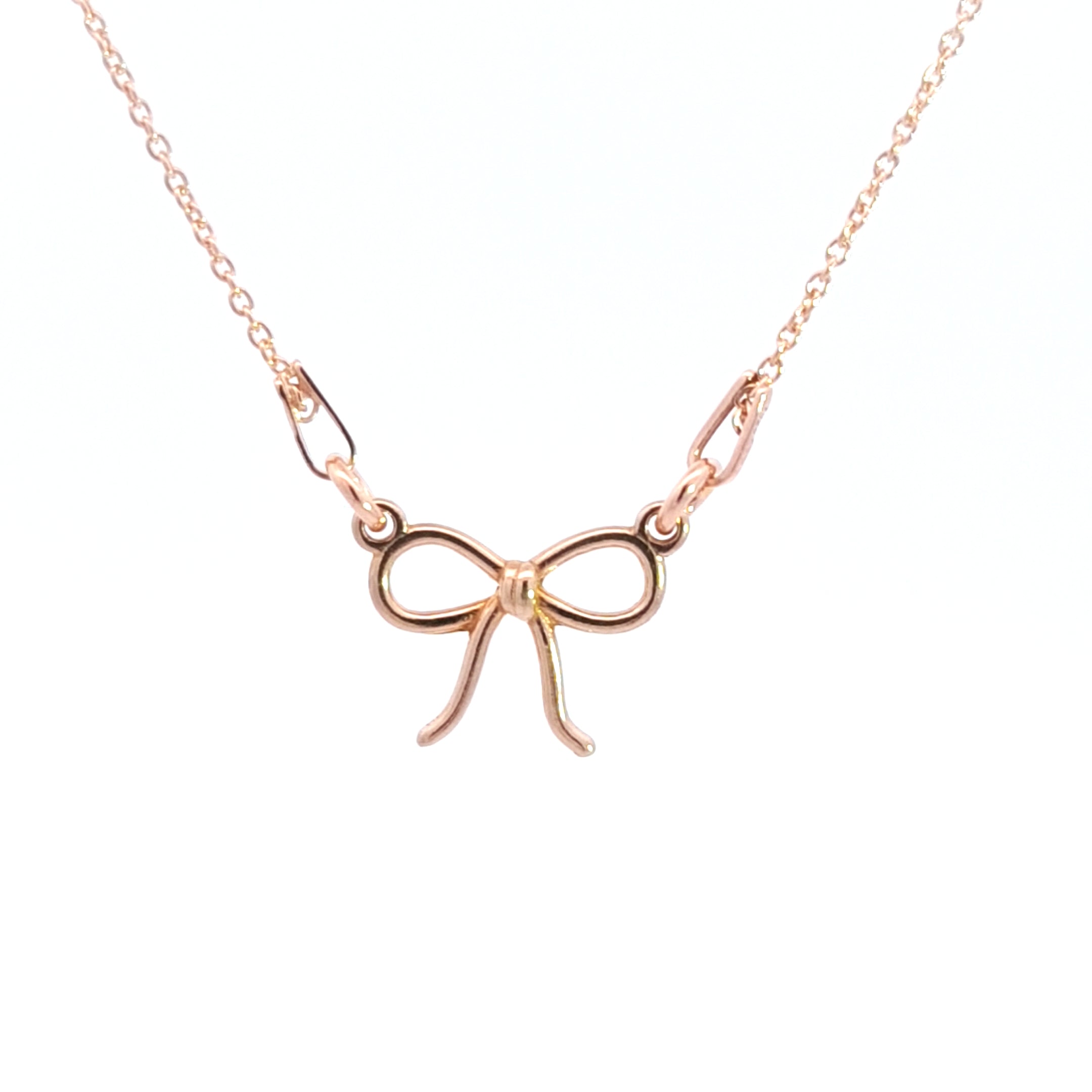 Exquisite Rose Gold Dainty Bow Pendant Necklace