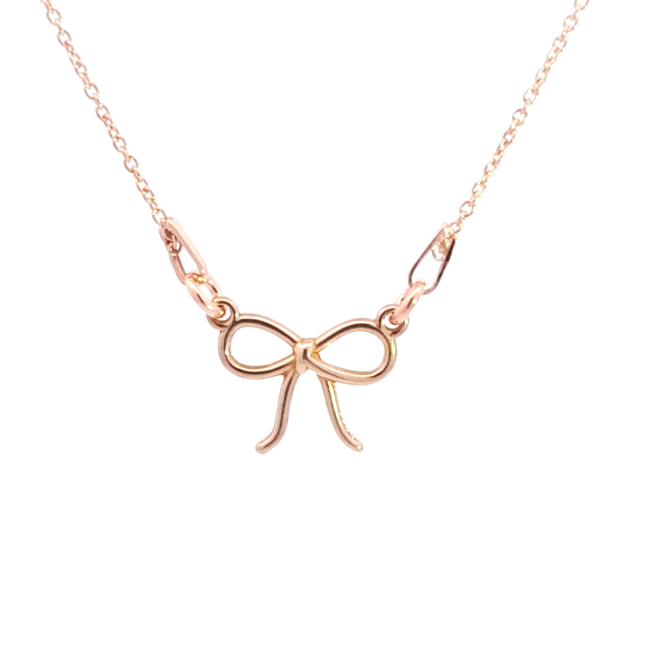 Exquisite Rose Gold Dainty Bow Pendant Necklace