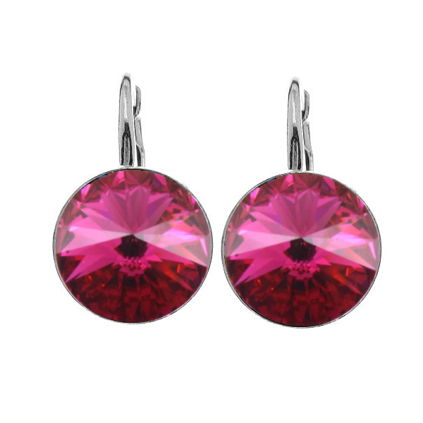 Vibrant Fuchsia Pink Austrian Crystal Sterling Silver Earrings from Magpie Gems