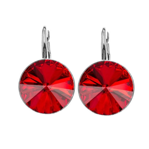 Luxurious Light Siam Red Rivoli Crystal Earrings in Sterling Silver from Magpie Gems
