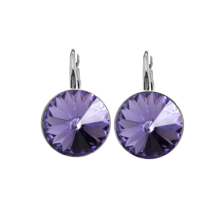 Alluring Tanzanite Rivoli Crystal Leverback Earrings in Sterling Silver, Created by Magpie Gems