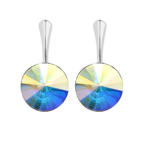 Sparkling Austrian Rivoli Crystal Drop Earrings in Sterling Silver
