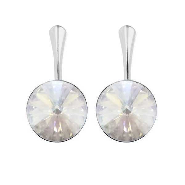 Sparkling Austrian Rivoli Crystal Drop Earrings in Sterling Silver