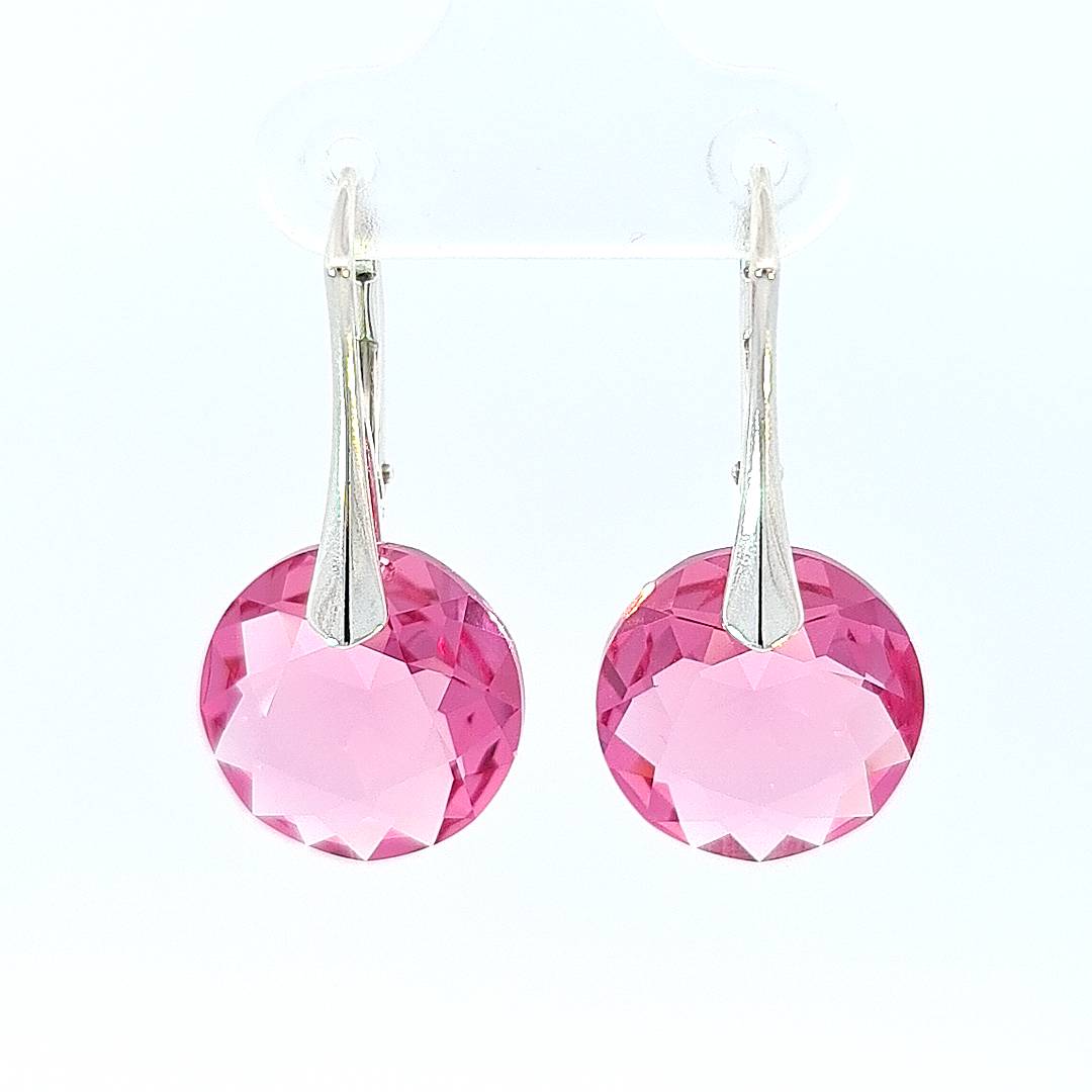 A Round Chaton Silver Drop Earrings with an October or Libra Birthstone Crystal for Women from Ireland