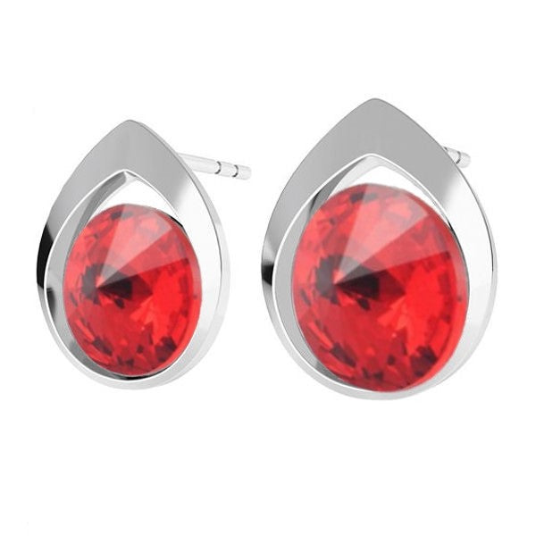 Siam Red Round Stone Stud Earrings in Sterling Silver by Magpie Gems - Passion and Courage