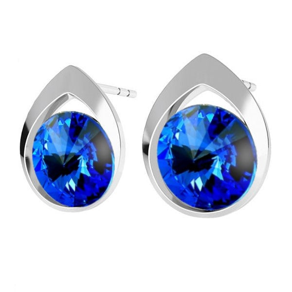 Sapphire Blue Round Stone Stud Earrings in Sterling Silver by Magpie Gems - Depth and Wisdom