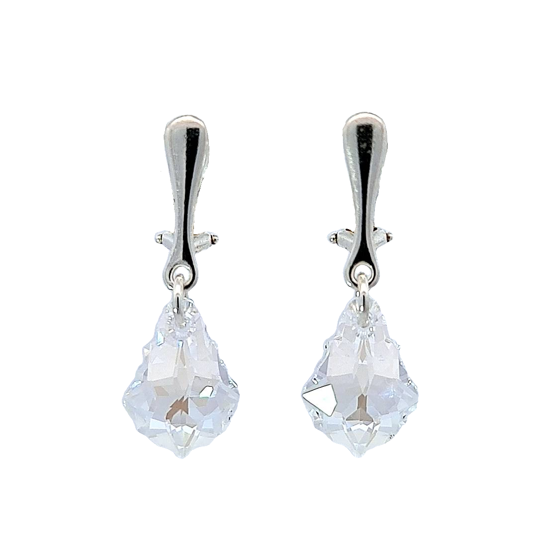 Silver Clip on Earrings with Baroque Austrian Crystals (S) | Choose your colour