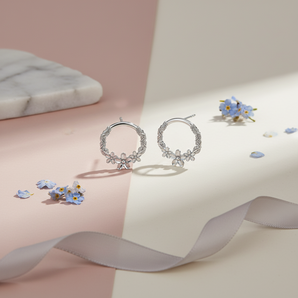 Decorative Hoop Stud Earrings - Nature's Blossom