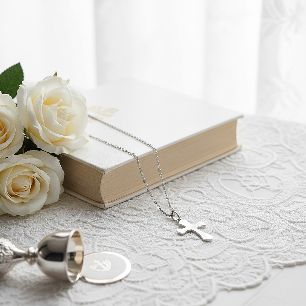 Silver Rounded Cross Necklace