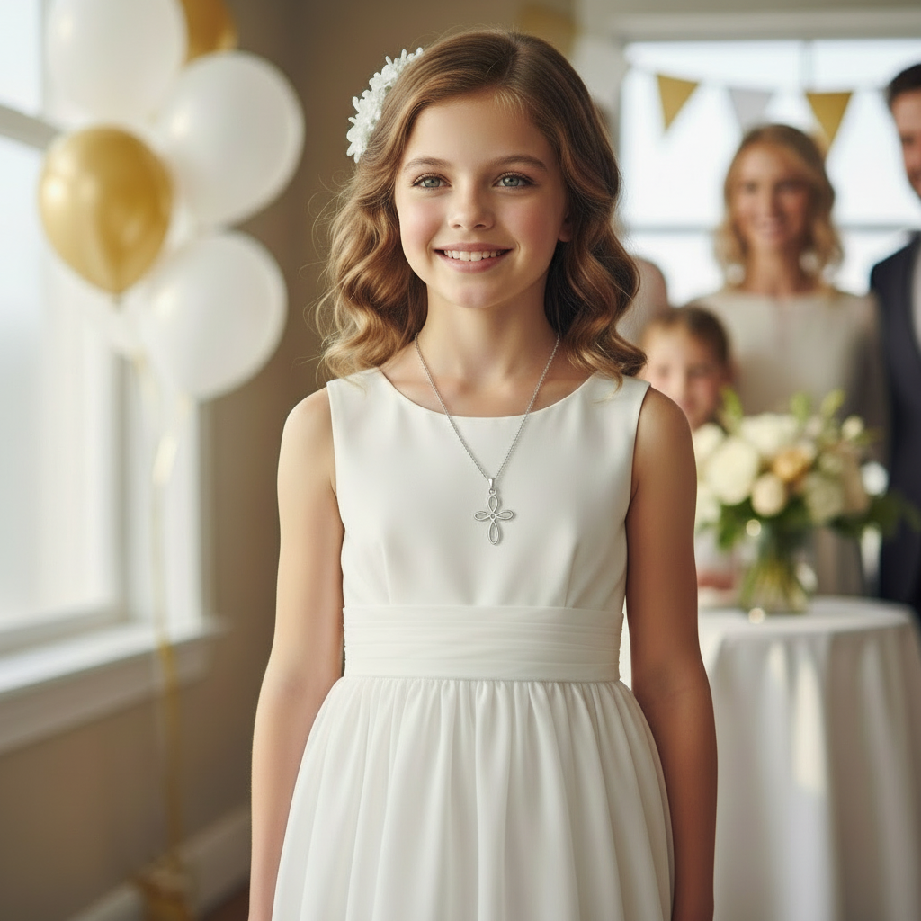 Irish Infinity Cross Celtic Necklace in Sterling Silver