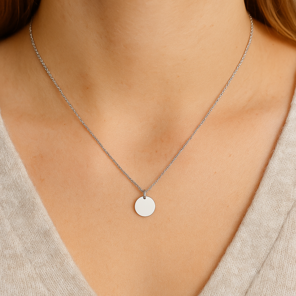 Sterling Silver Initial Disc Necklace – Personalised Jewellery Made in Ireland