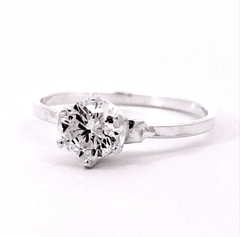 Sterling silver solitaire ring for women with sparkling cubic zirconia crystal
