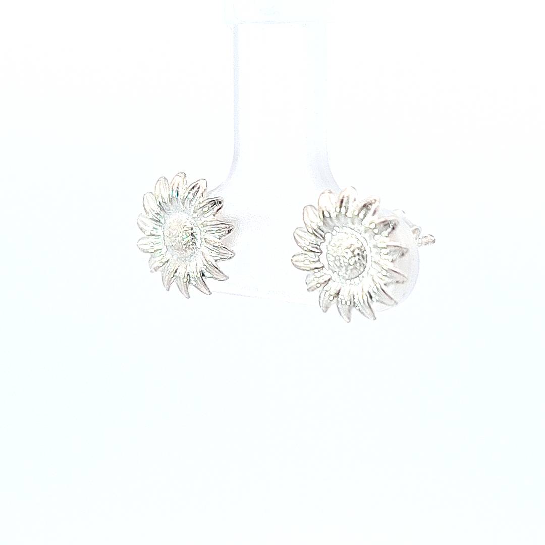 Side profile of "Sunshine Blooms" Sterling Silver Earrings, highlighting their elegant craftsmanship.